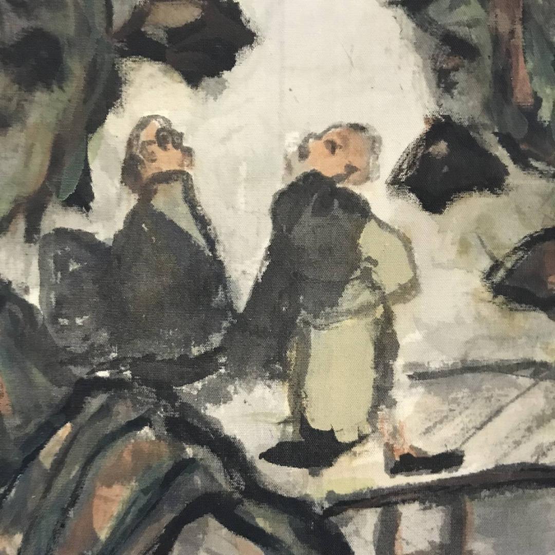 大樹/飛瀑仙趣之図/掛軸/名家伝来/AB-744