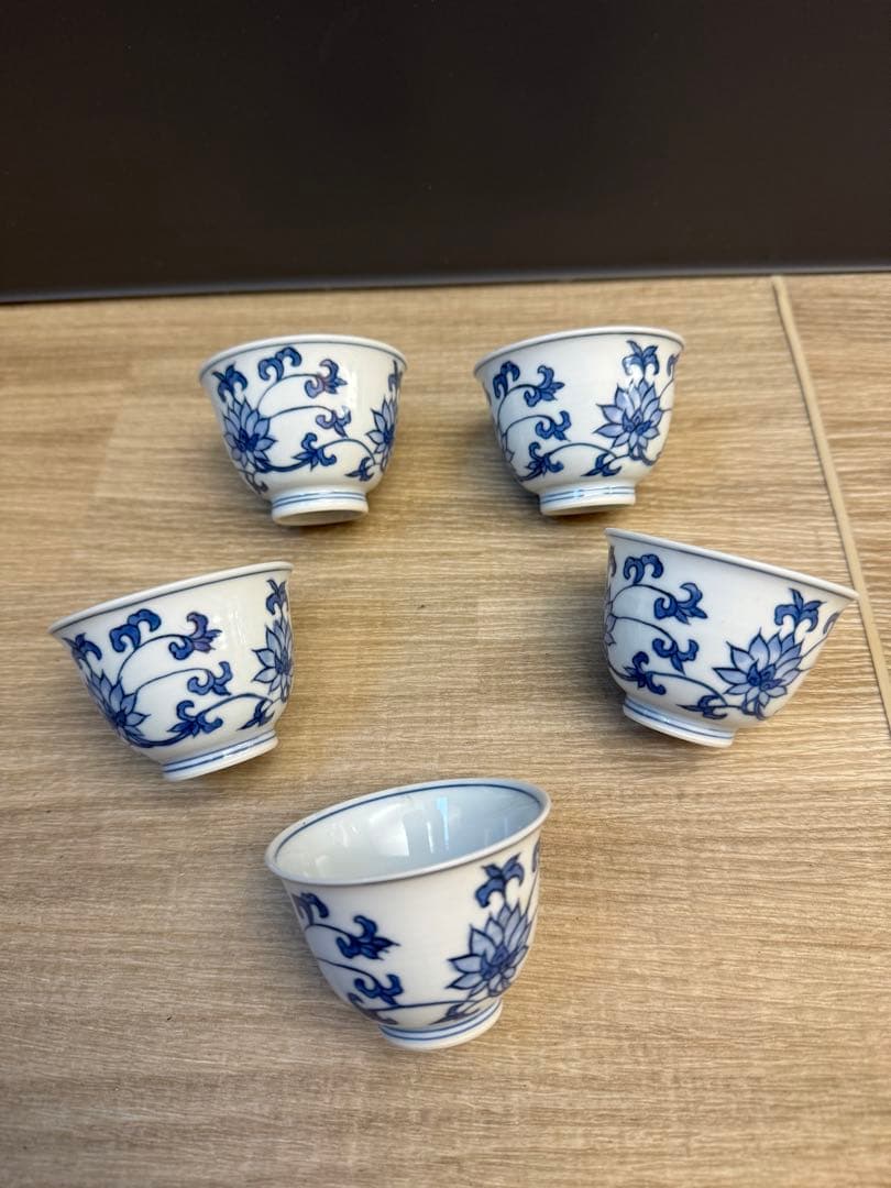 1517 中国骨董　大明成化年製銘　湯呑5客　古美術品　時代物