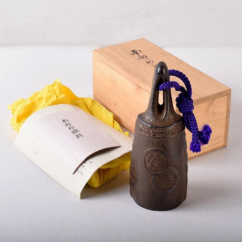 南部鉄器　釜師　鈴木盛久造　南部砂鉄鈴　手振り鈴　共箱　C　R8151