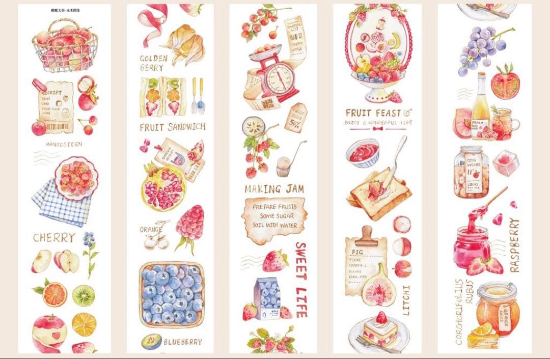 醒醒文创《水果图鉴》海外マスキングテープ　マステ 【2435】