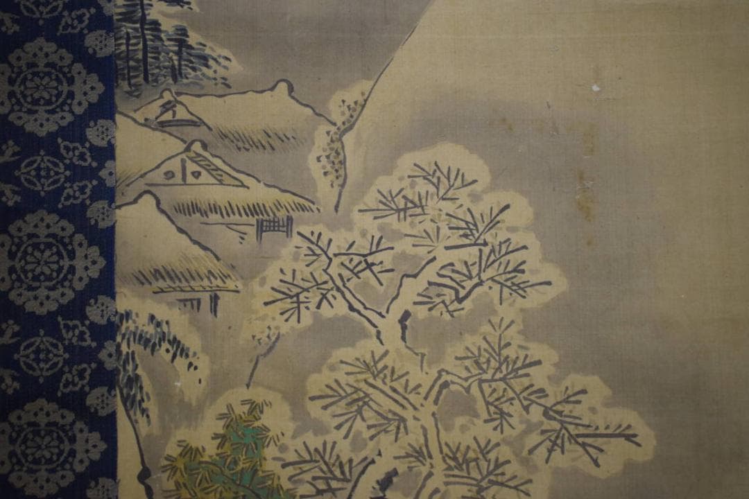 模写/狩野探幽/山水図/布袋屋掛軸HI-317