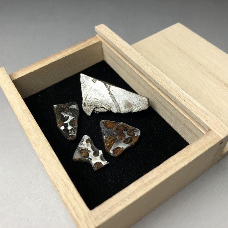 隕石 アルタイ隕石　原皮付き　石鉄隕石　パラサイト隕石　4点　重さ39