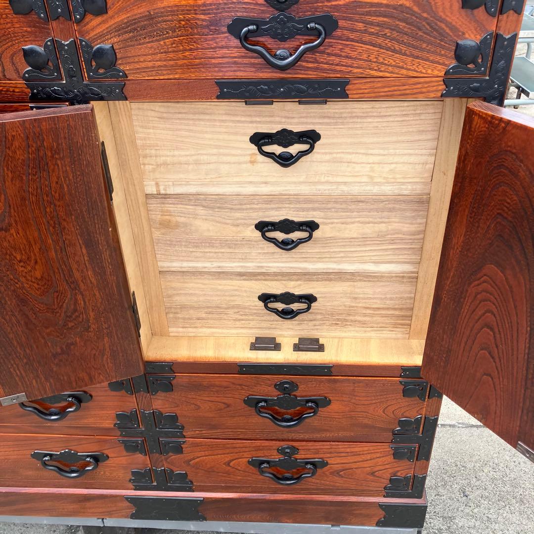 仙台箪笥 伊達箪笥 漆塗り 6段13杯 引き出し 和箪笥 帳場箪笥 サイドボード