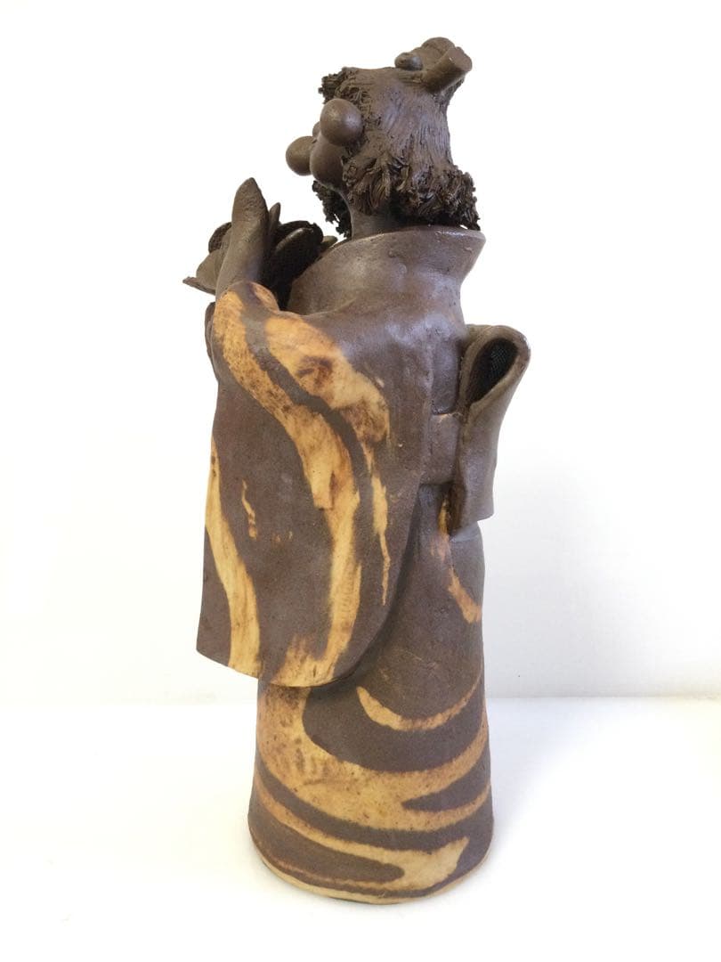 砥部焼 青芳人形『花を抱く少女』森元青芳作 珍品 M