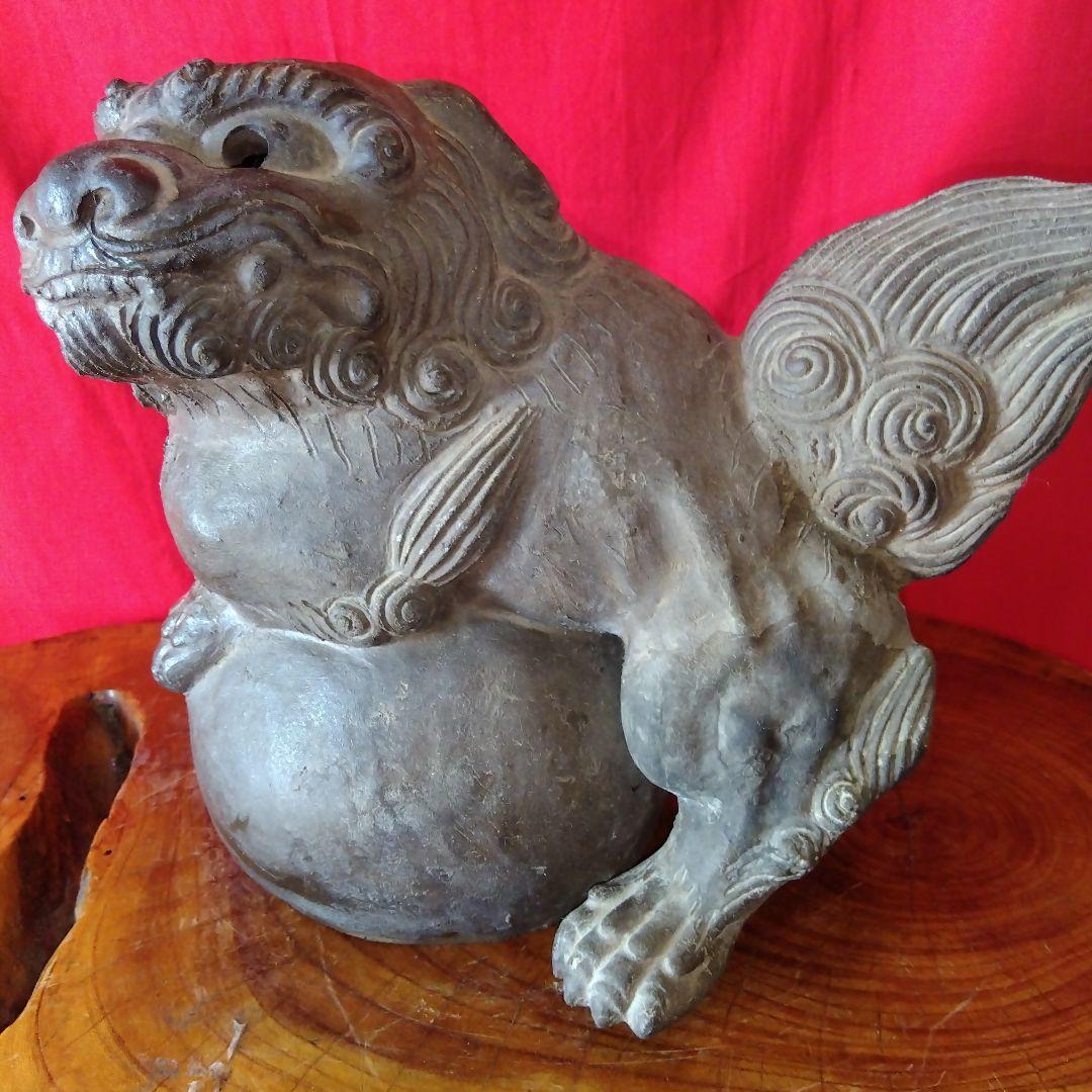 唐津焼、中里天祐作、獅子の置物、茶釜、２点セット