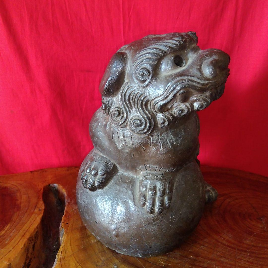 唐津焼、中里天祐作、獅子の置物、茶釜、２点セット