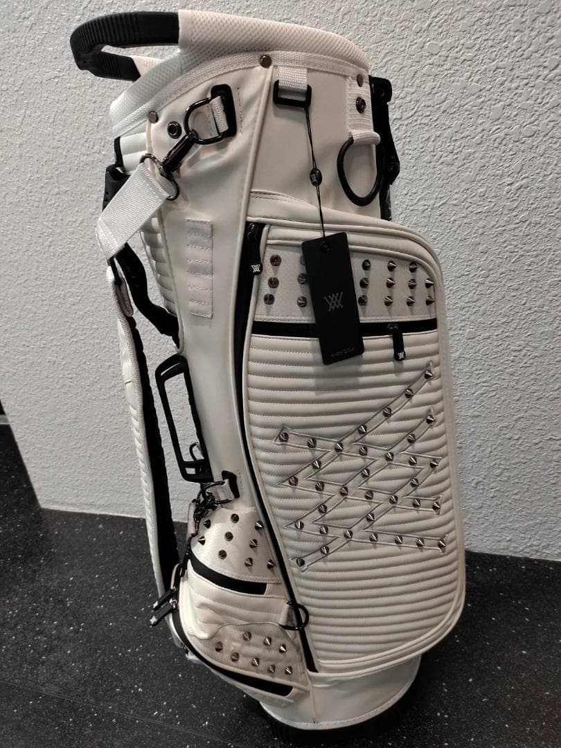 aneｗ アニュー スタッズ スタンドキャディバッグ ホワイト ゴルフバッグ