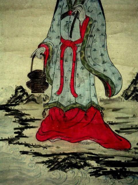 ♥掛軸　 唐土佛法中興　魚籃　観音像　人物　　掛け軸　観音様　骨董品