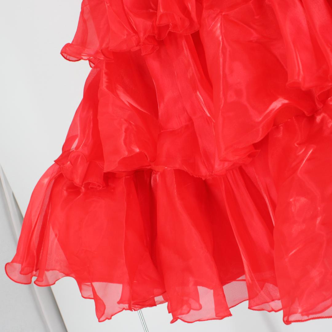 【美品社交ダンス衣装】ワンピース ドレス ラテン 赤 primaboutique