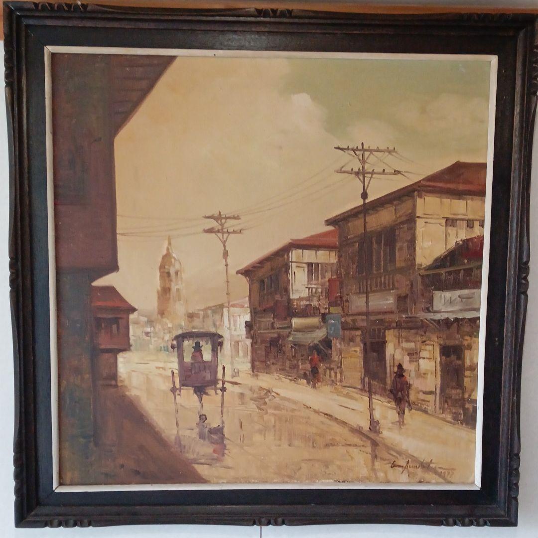 海外アーティスト　油彩肉筆画　キャンバスサイン有