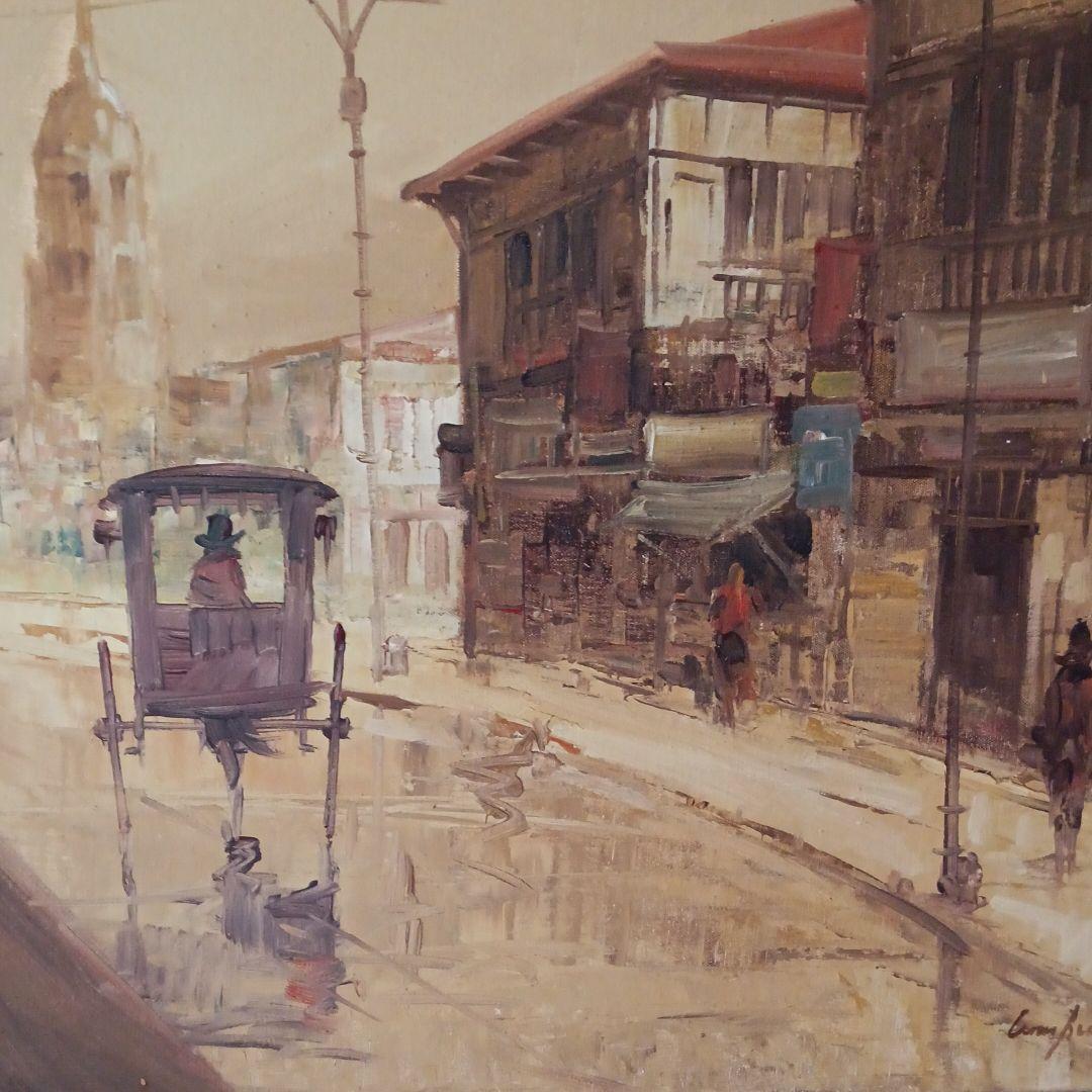 海外アーティスト　油彩肉筆画　キャンバスサイン有