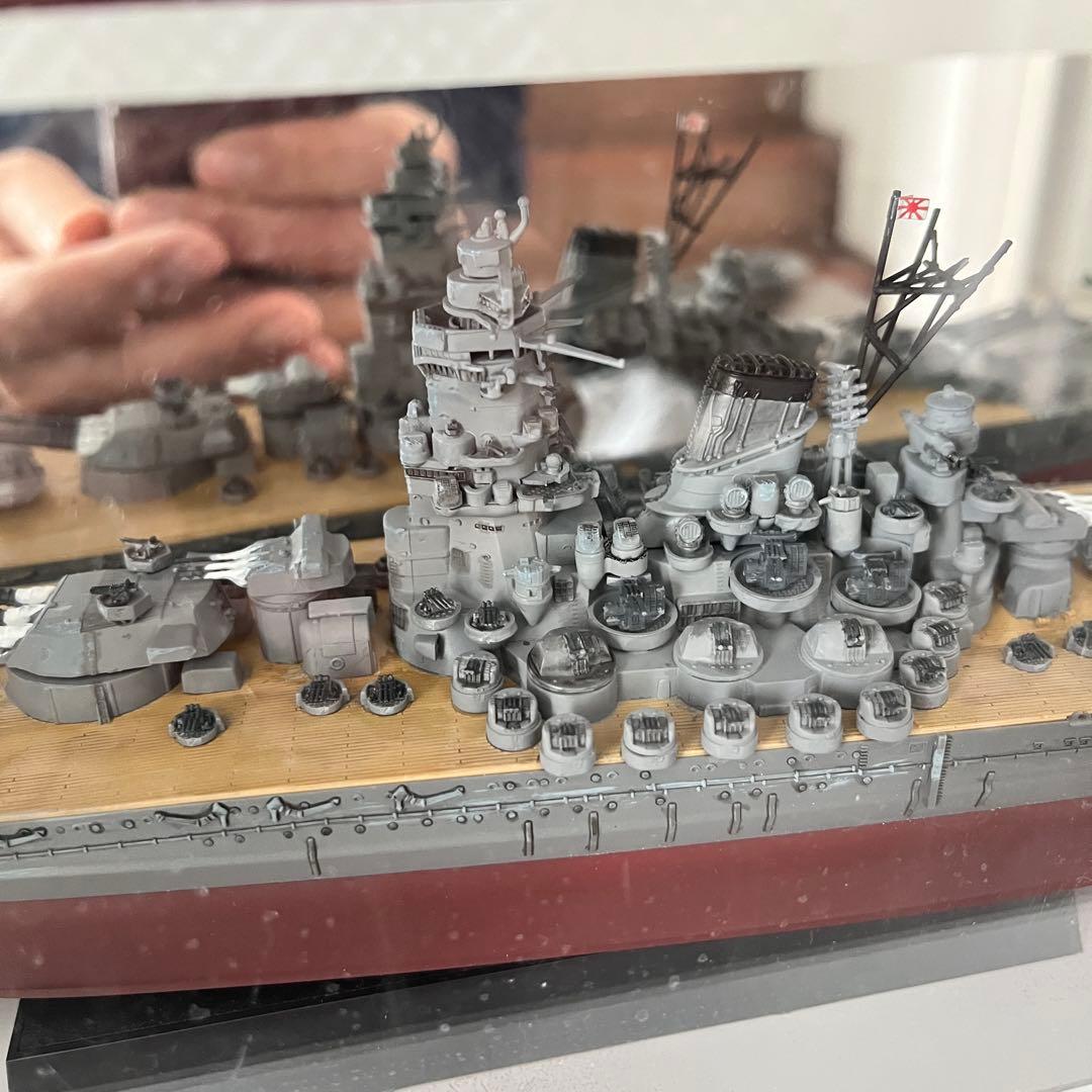 艦船模型完成品　木製ケース鏡付き