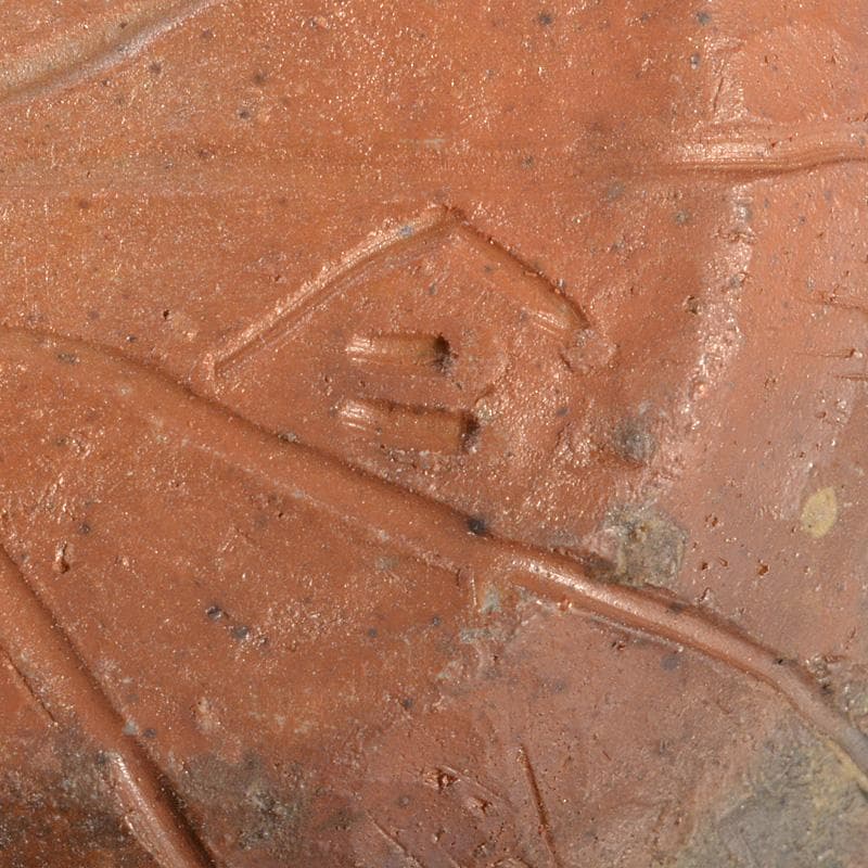 煎茶道具　備前焼　明光窯　蟹摘蓮葉　宝瓶　急須　共箱　D　R6073