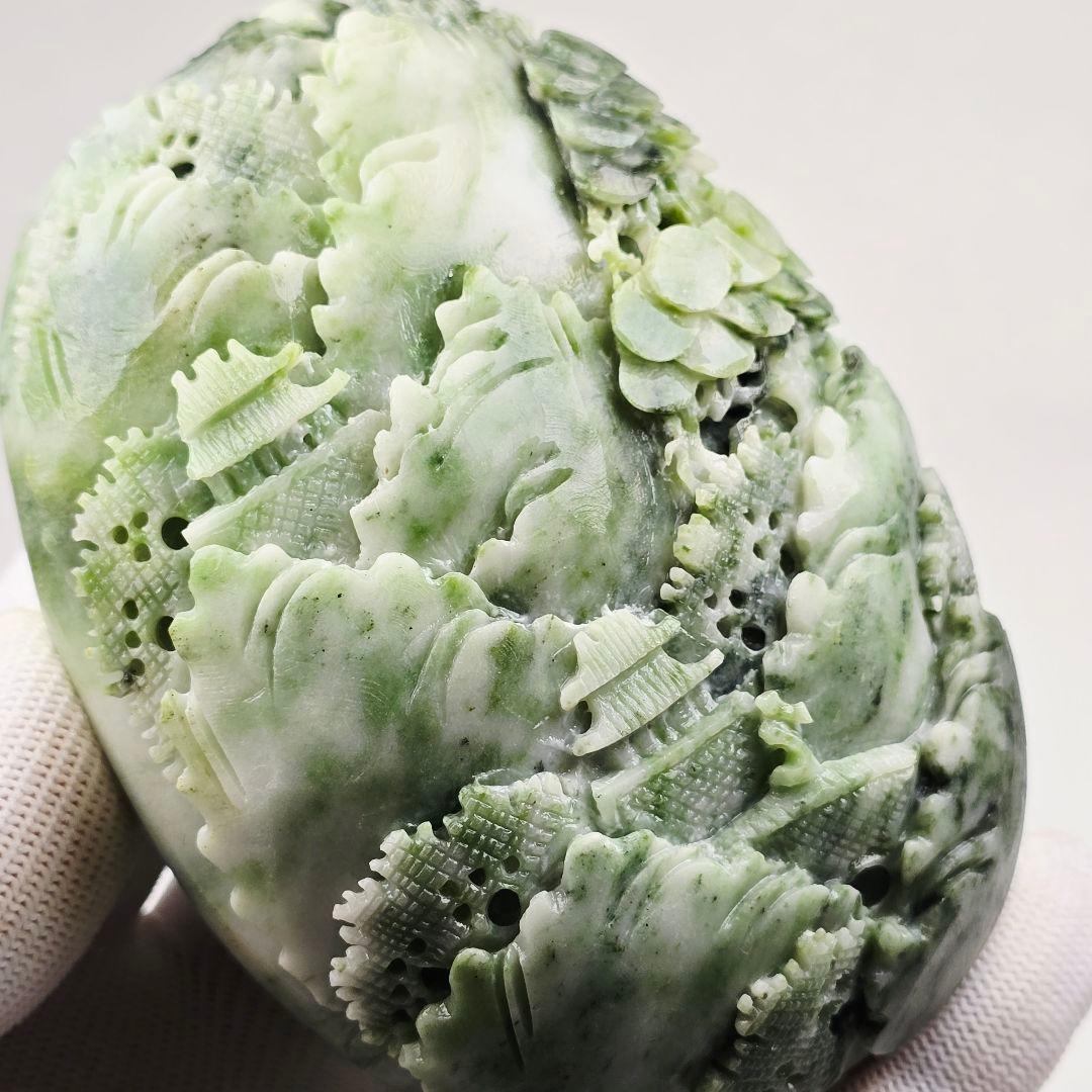 中国古美術 天然石 翡翠 碧玉 手彫 深山訪友紋 超大型玉掛飾 置物 根付 激安