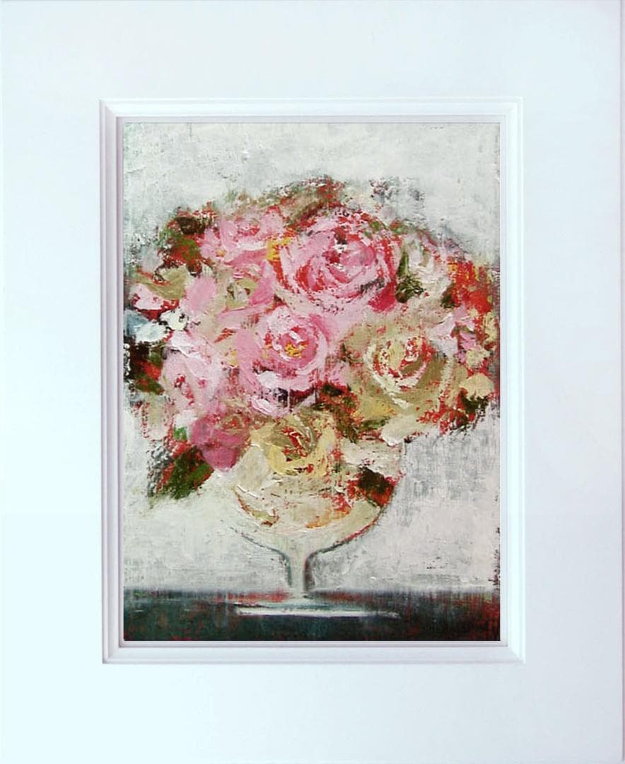 油絵 菅家令子 絵 絵画 インテリア 額付(白) uF6-113102 花 ばら