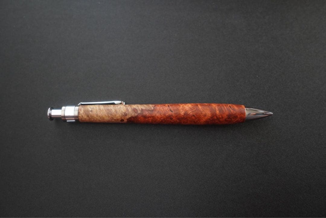 工房楔　花梨紅白（こぶ杢）シャ ープペンシル 未使用　0.5㎜固定式口金付き