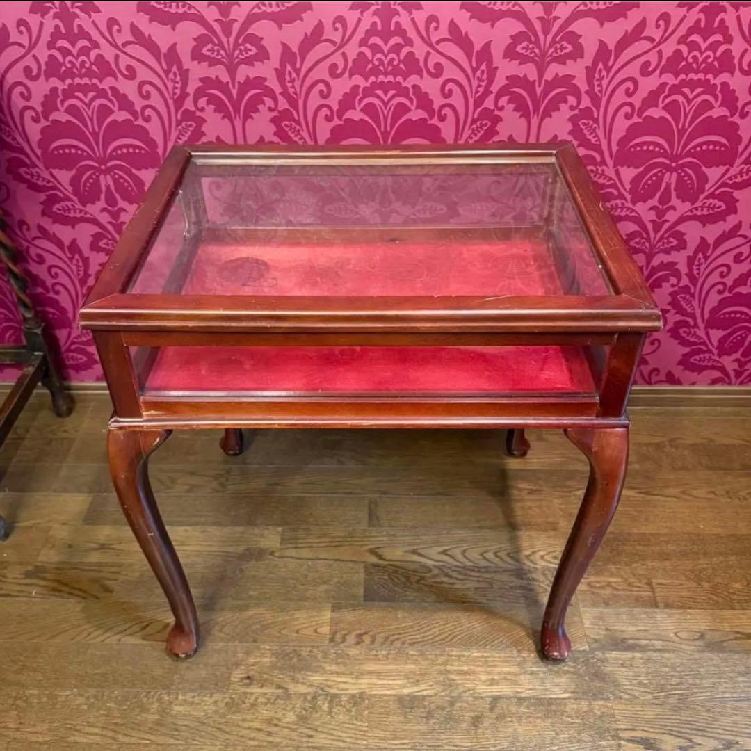 処分価格　木製　ガラス蓋付　ディスプレイテーブル　キャビネット　ショーケース