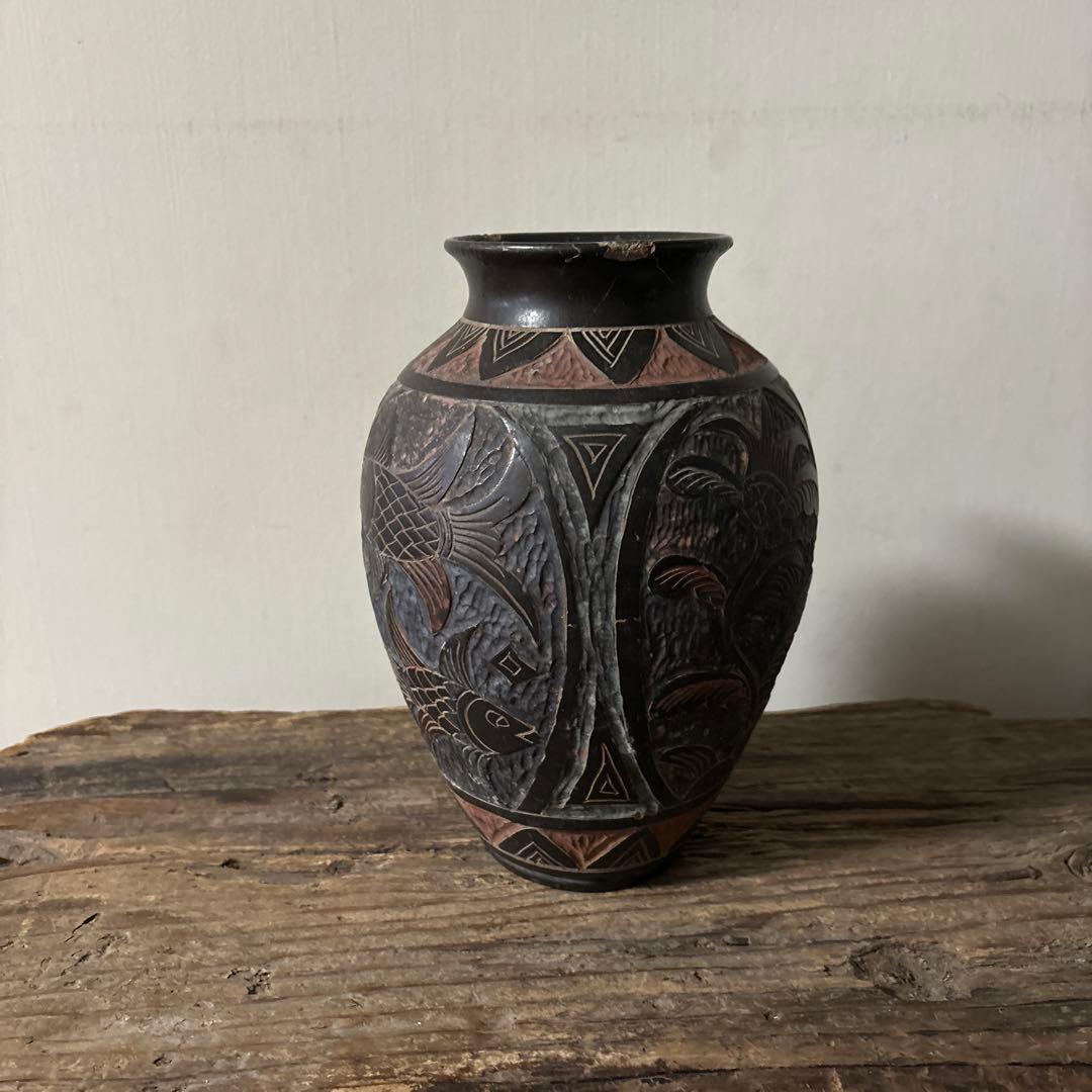 琉球　古典焼　小壺　⑤壺屋焼　やちむん　古民芸　アンティーク　骨董　検:李朝.