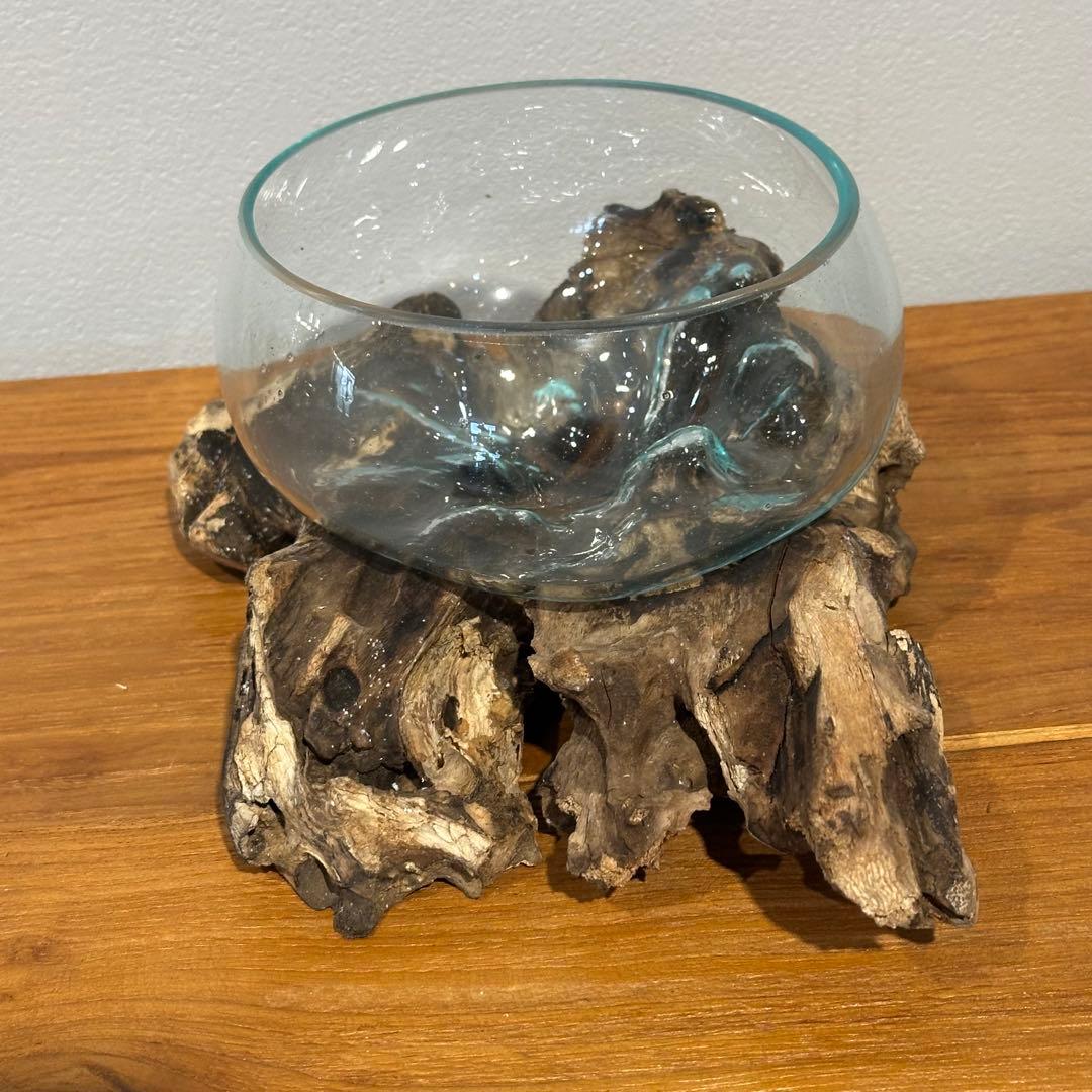 バリ島流木ガラス　w25×d17×h10cm 水槽　アクアリウムメダカ水槽810