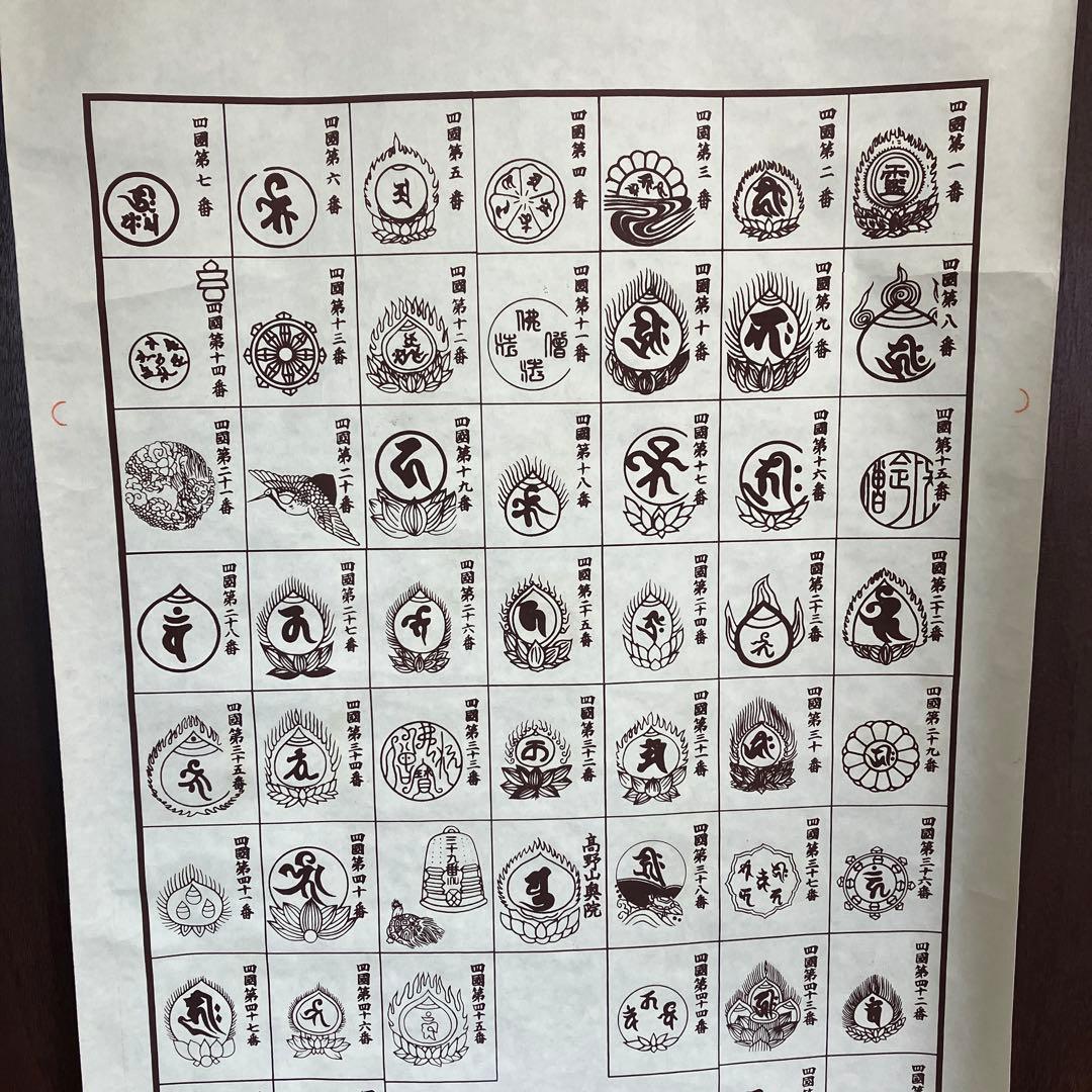 昭和レトロ 譜印御場靈所ヶ八十八國四 納経軸 下絵 掛軸用 台紙 中国美術