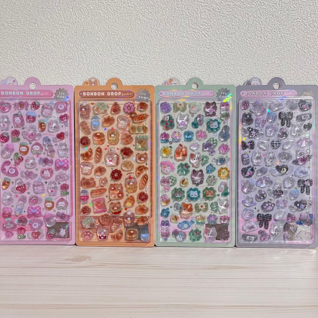 ボンボンドロップシール オリジナル ほかほか ほうせき ねこねこ ちゅるキラ
