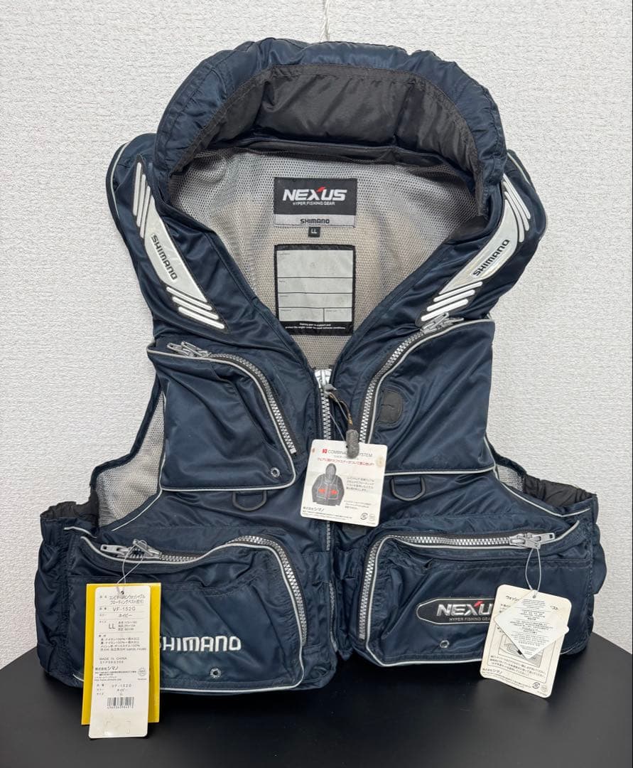 シマノ NEXUS フィッシングベスト ネイビーLLサイズ（管理No.R2）