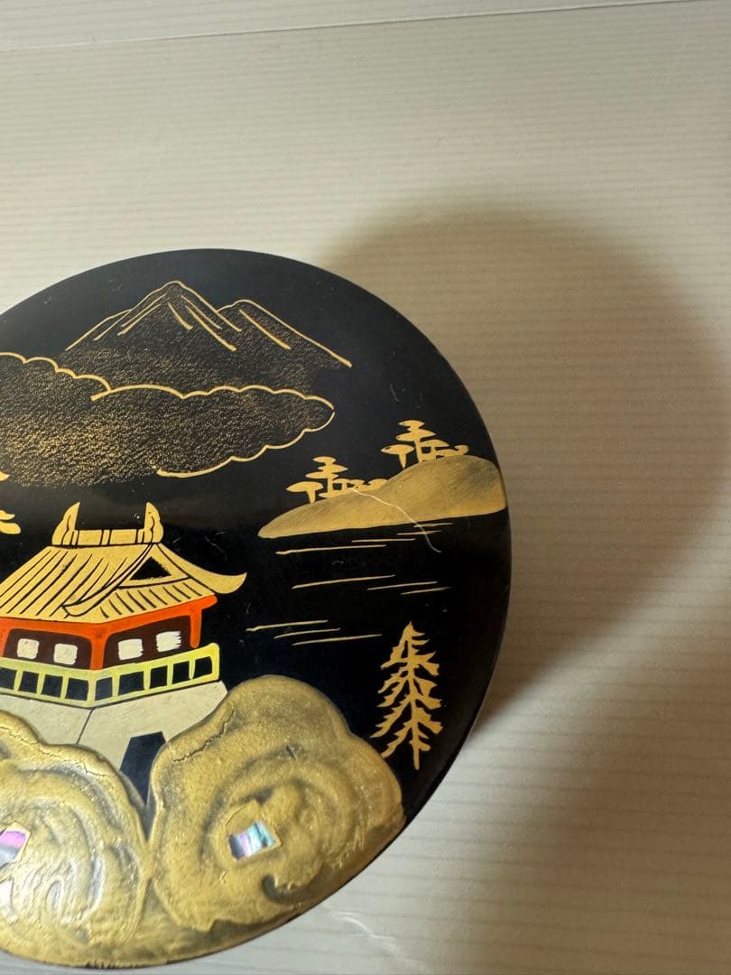 2766 漆器　金蒔絵　棗1客　皿4客