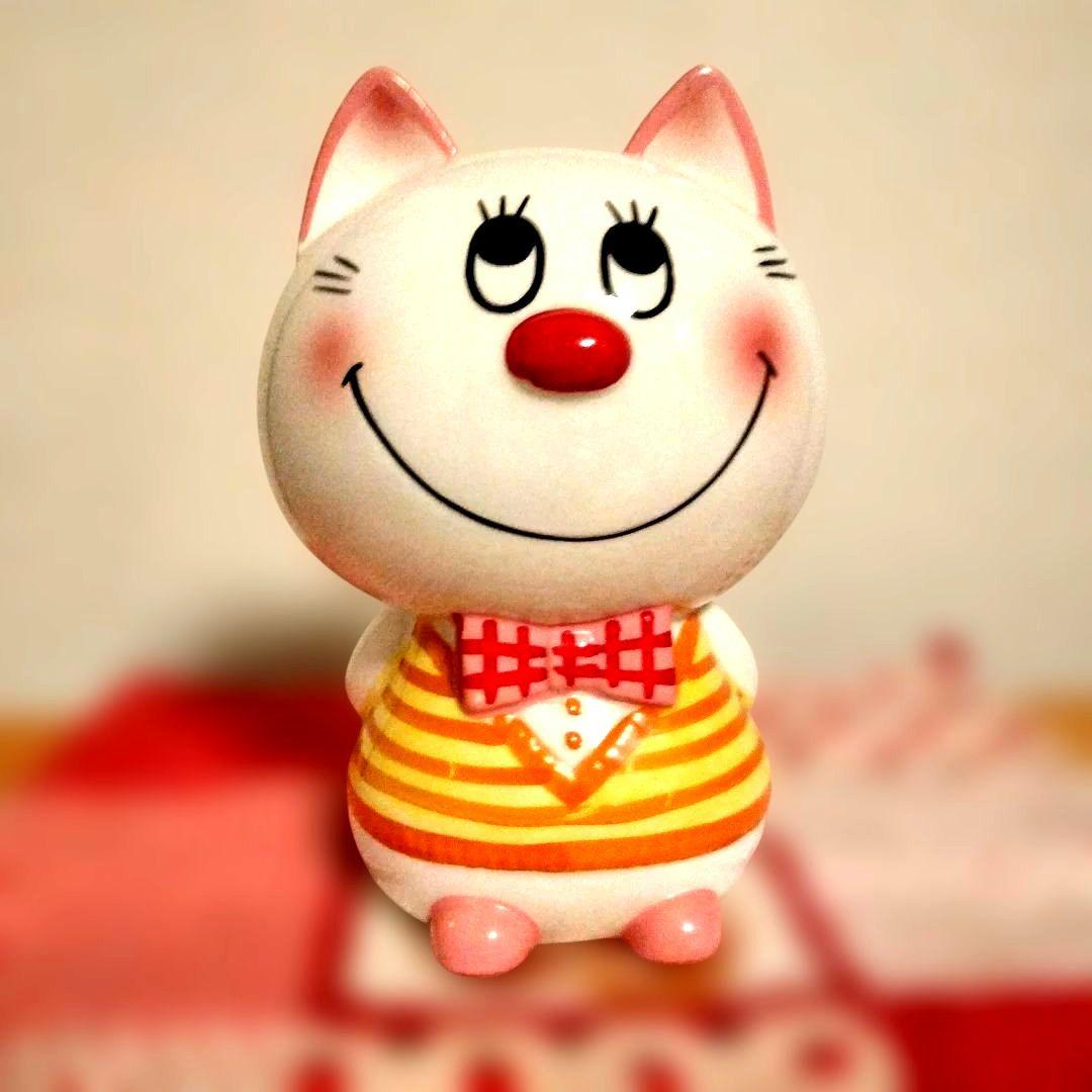 内藤ルネ　猫貯金箱　昭和レトロ