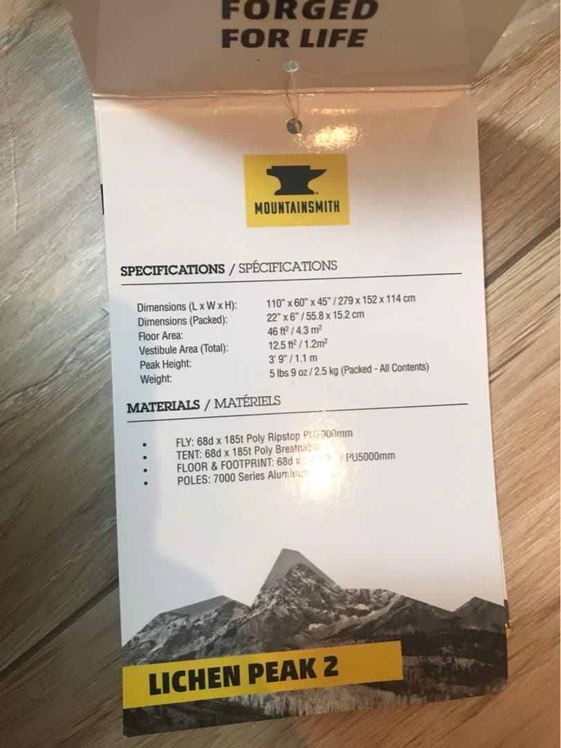 新品未使用 Mountainsmith Lichen Peak 2 山岳テント