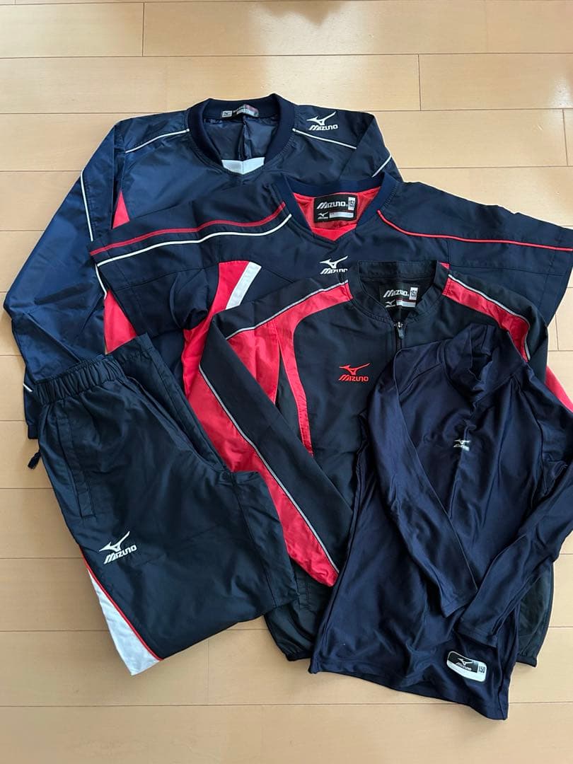 Mizuno キッズ150ウェアセット ネイビー/レッド