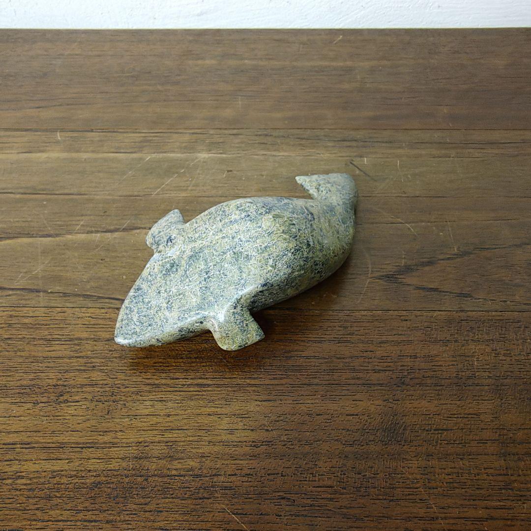 【Napatchie Noah】彫刻 イヌイットアート 石彫 ホエール オブジェ