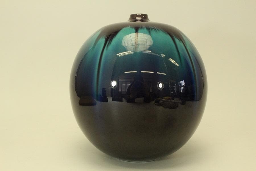 三代 徳田八十吉 作 正彦 壷 共箱 美品(ZE589)