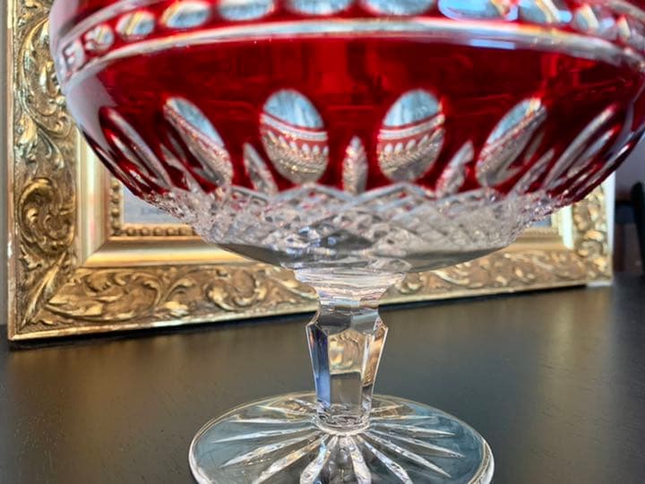 ELBE クリスタル　レア　クラレンドン ルビー ラウンドコンポート