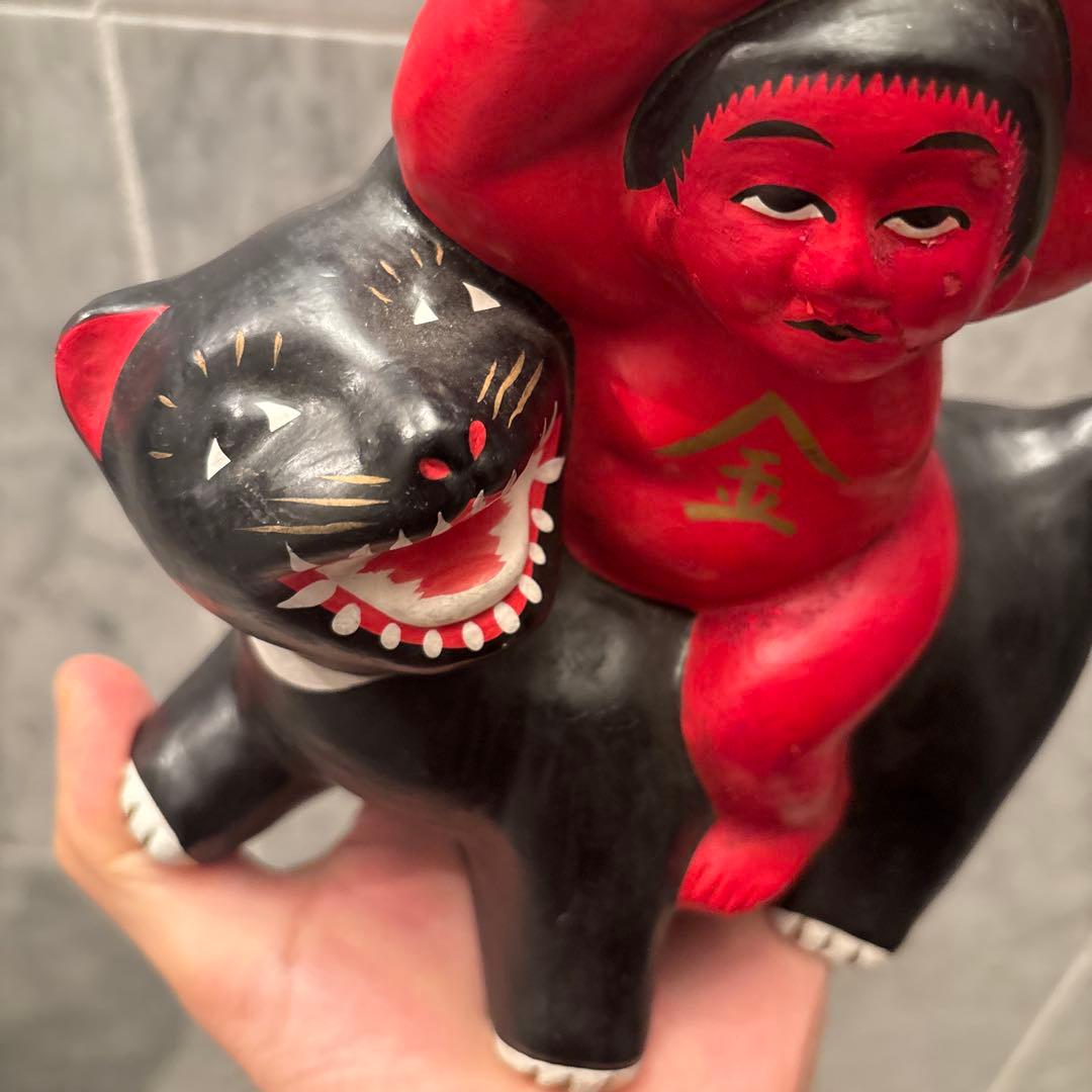 郷土玩具 秋田 民藝　中山土人形 美しい色彩と手仕事の「熊乗り金太郎」