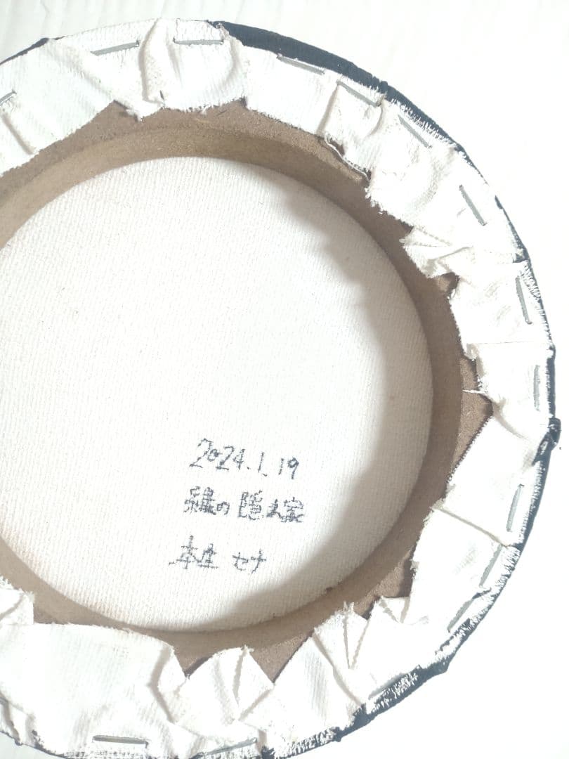 何かが隠れている油絵【緑の隠れ家】1点物の原画◆作者サイン入り