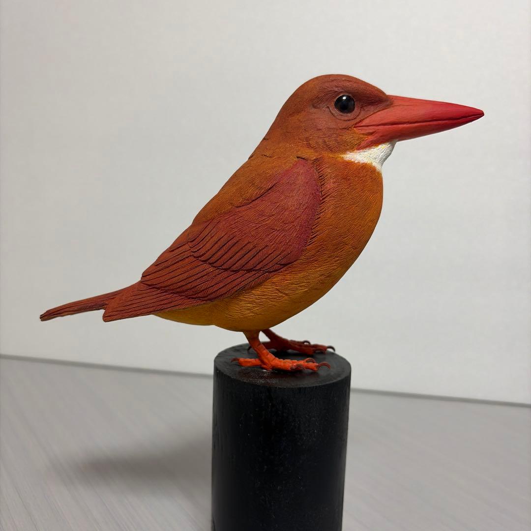 アカショウビン　バードカービング　野鳥彫刻　木彫りの野鳥　リアル野鳥