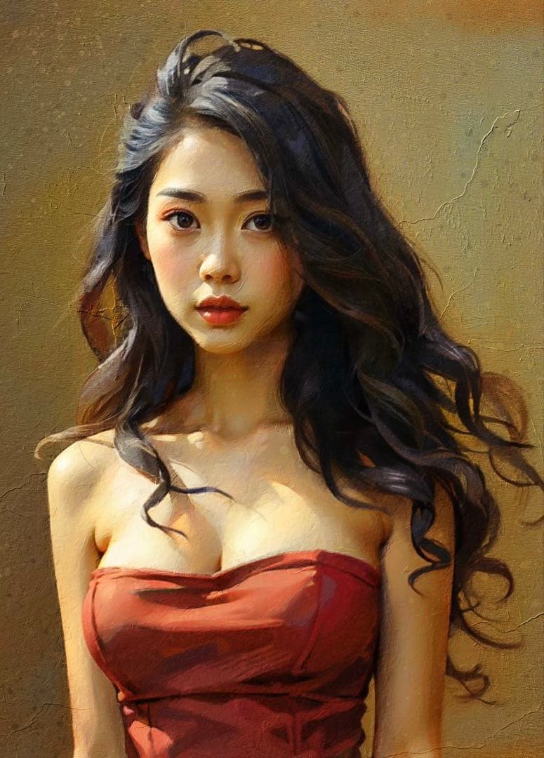 【最高傑作！】美しくなびく髪と共に〜赤いドレスの女性〜