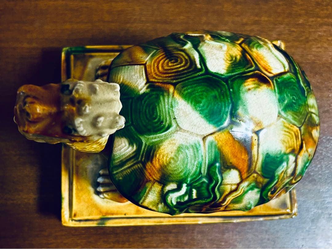 中国骨董 唐三彩 時代物 交趾大亀陶芸