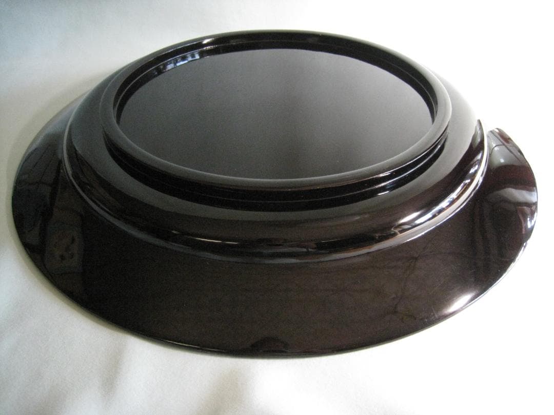 輪島塗　木製木地漆塗　【金蒔絵虎文漆塗飾皿】　径約50㎝