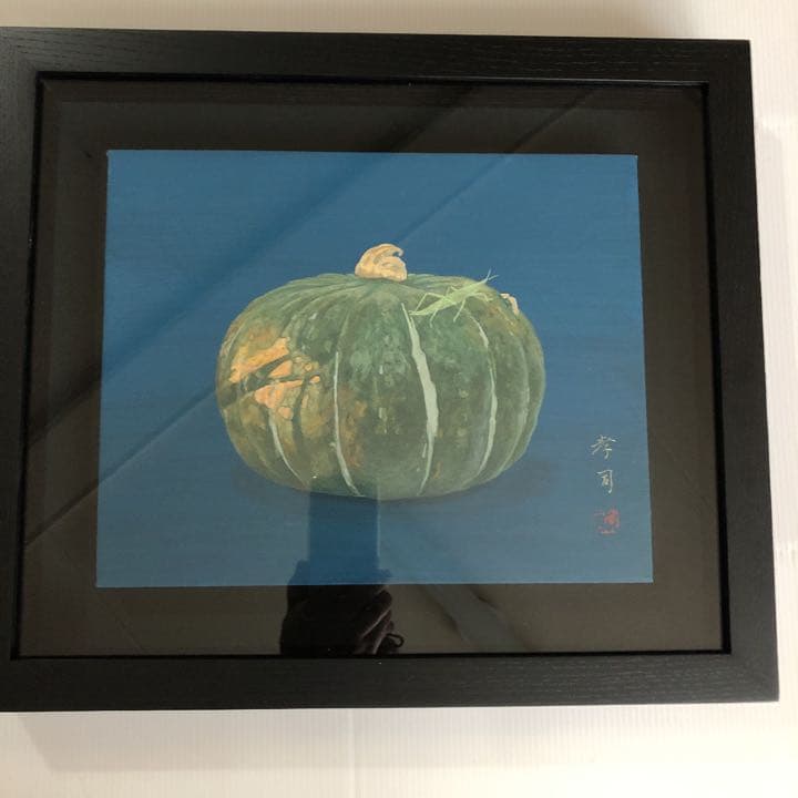 ハロウィンの季節❗️日本美術院院友　宮野孝司　肉筆日本画「栗坊」￼(かぼちゃ)￼