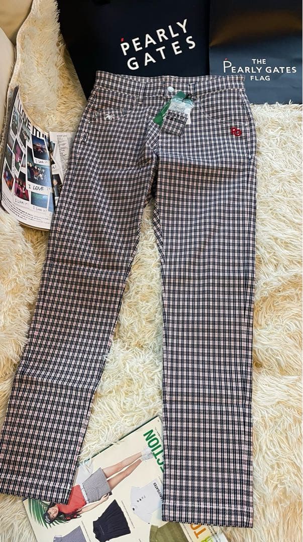 パーリーゲイツ男女共用C/Pe変形ドビーカルゼ 先染めチェックパンツサイズ3
