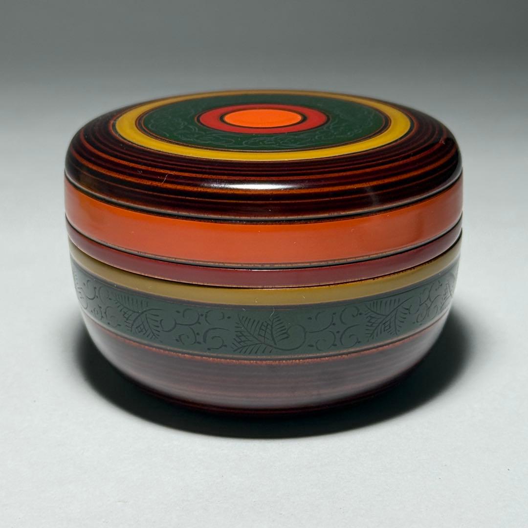 ◆独楽 平棗 塗師【瑞斉】作 漆芸 漆器 木地 茶道具 四方桟共箱 未使用品◆