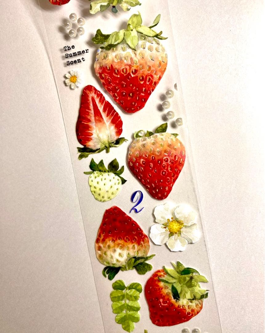 【K206】海外PETマスキングテープ　マステ切り売り イチゴ　苺