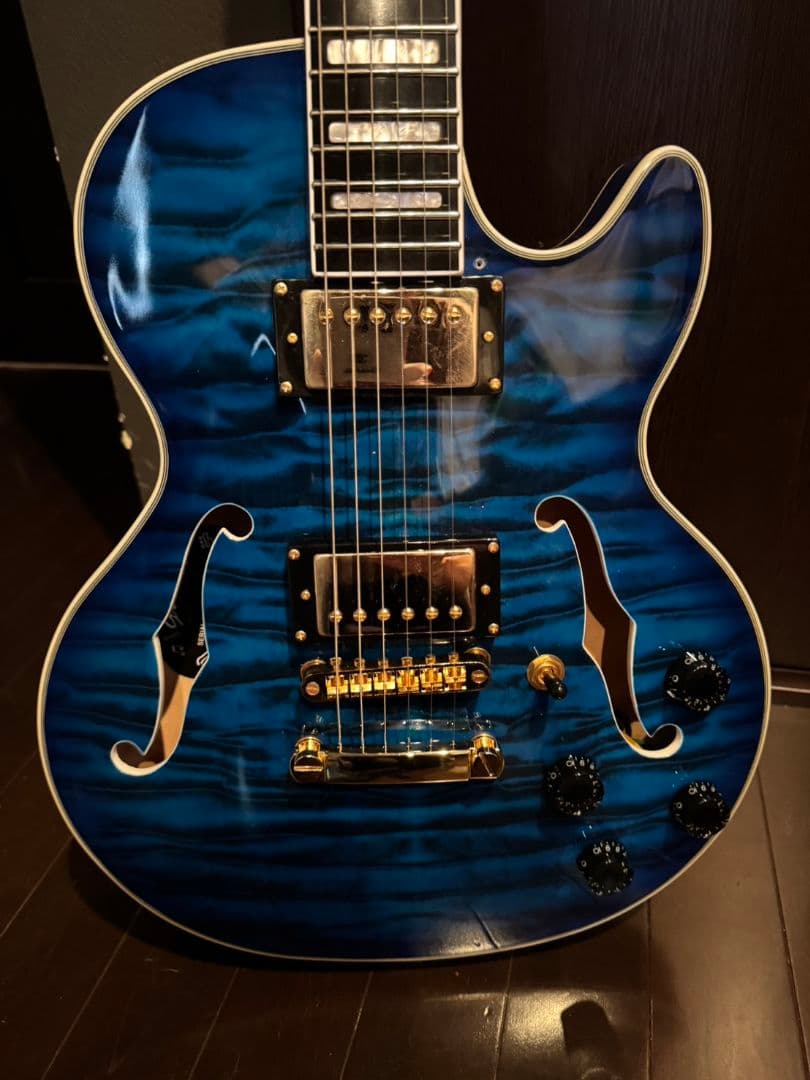 Grote エレキギター 青 ホロウボディ