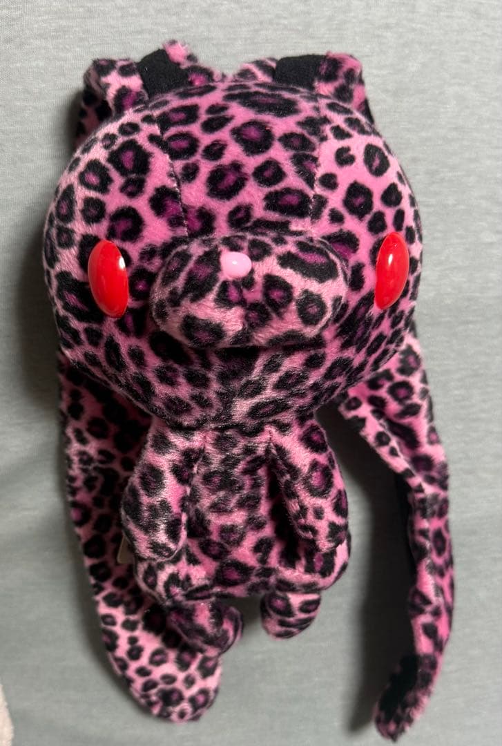 汎用うさぎ ピンクとブラックのヒョウ柄 ぬいぐるみ