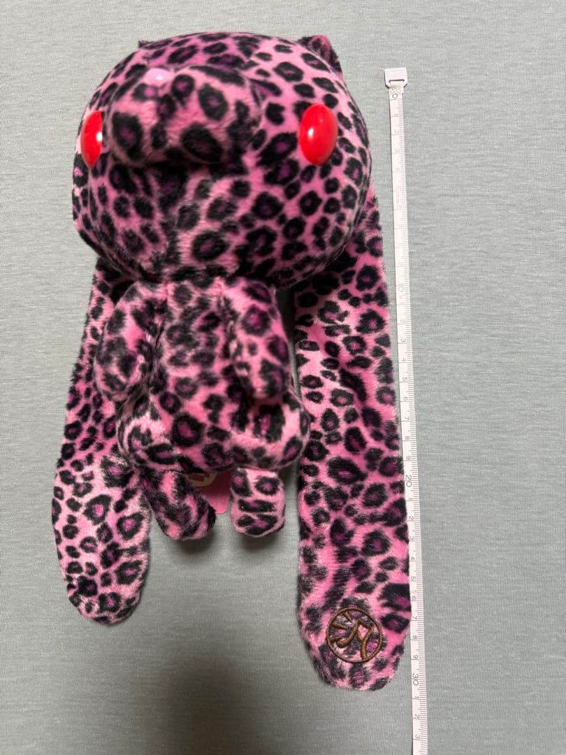 汎用うさぎ ピンクとブラックのヒョウ柄 ぬいぐるみ