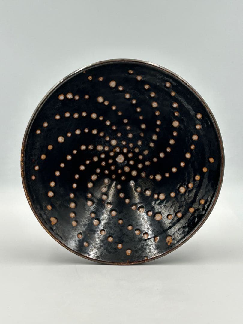 ★0037宋時代 吉州窯 玳皮天目茶碗 珍珠紋 ★茶道具 茶器 唐物天目