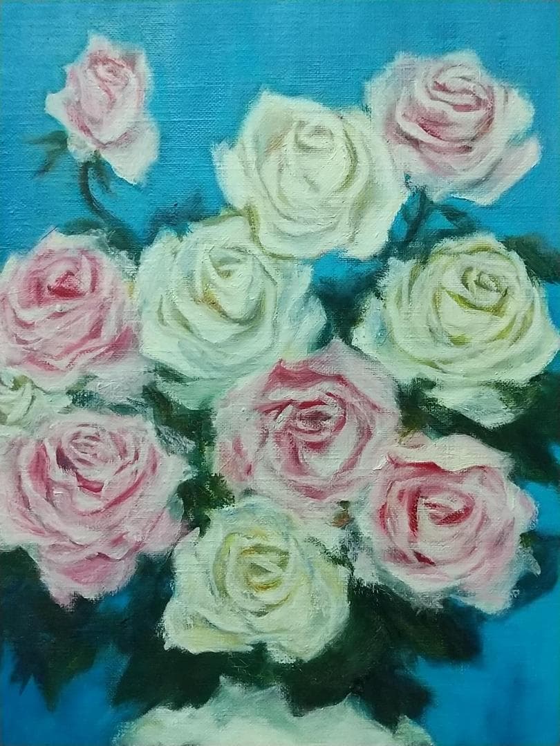 絵画「薔薇」 F8 油絵 油彩画 静物画 アート