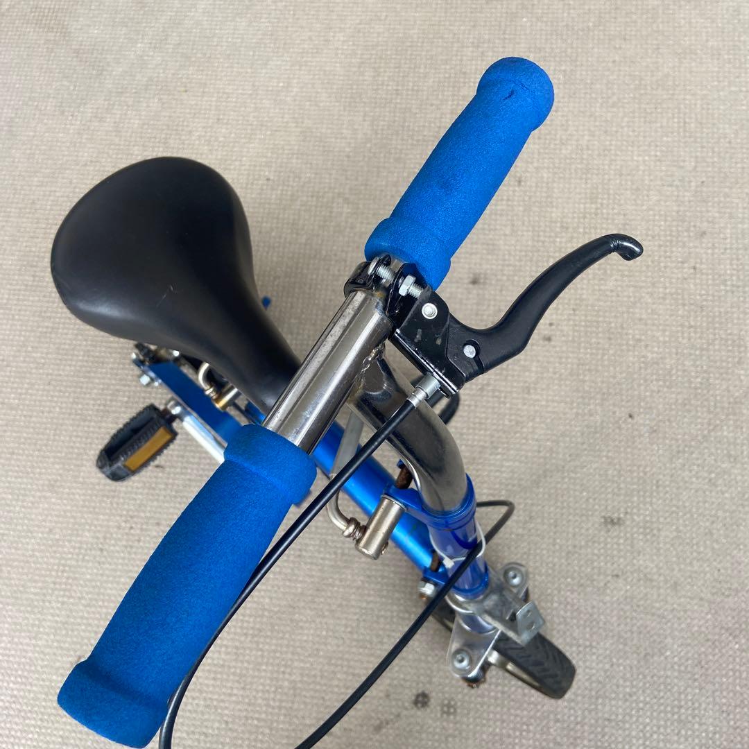 豆チャリ　青色ミニバイク 前後サスペンション付き　さ　自転車　ミニ