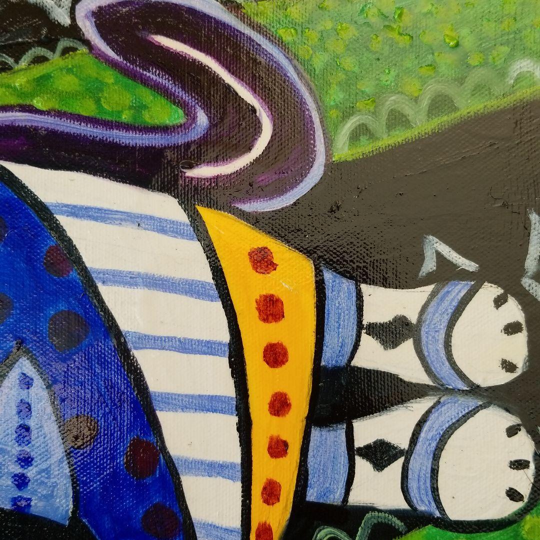 油絵　専用　カラフルになったやんちゃねこ